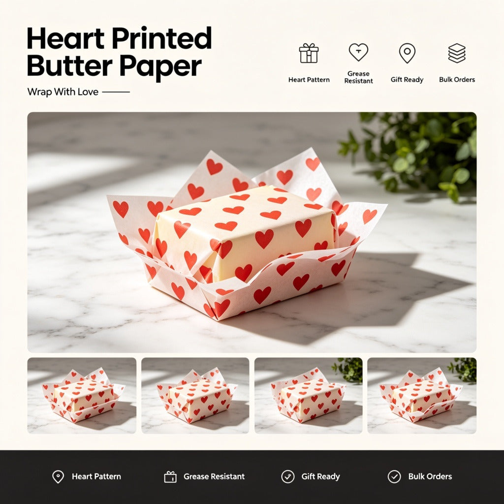 Heart Printed Butter Paper