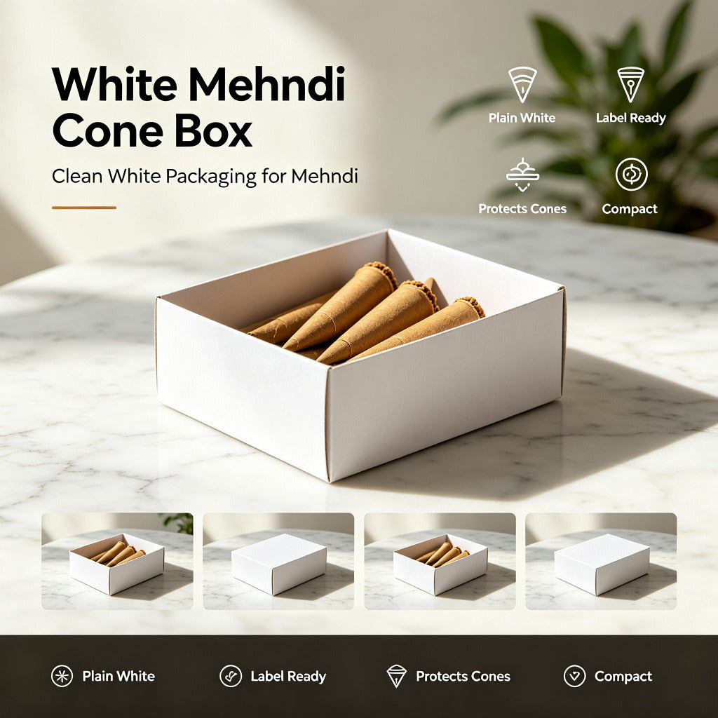 White Mehndi Cone Box